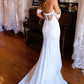 White Off-the-Shoulder Backless Mermaid Long Wedding Dress Sexy