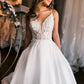 A-Line Spaghetti Straps Open Back Wedding Dress V-neck Sexy Long