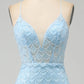 Mermaid Prom Dress with Slit V-neck Sexy Light Blue Long