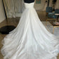 White Sweetheart A-Line Tulle Long Wedding Dress Off Shoulder