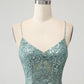 Green Bodycon Beaded Backless Short Homecoming Dress with Criss Cross Back Sexy