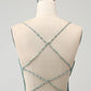 Green Bodycon Beaded Backless Short Homecoming Dress with Criss Cross Back Sexy