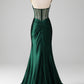 Mermaid Sweetheart Dark Green Corset Prom Dress with Split Front Sexy Evening Dresses