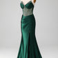 Mermaid Sweetheart Dark Green Corset Prom Dress with Split Front Sexy Evening Dresses