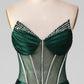 Mermaid Sweetheart Dark Green Corset Prom Dress with Split Front Sexy Evening Dresses