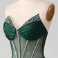 Mermaid Sweetheart Dark Green Corset Prom Dress with Split Front Sexy Evening Dresses