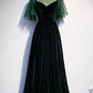 Fashionable Dark Green Velvet Long Party Gown Bridesmaid Dress Elegant Evening Dress