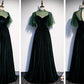 Fashionable Dark Green Velvet Long Party Gown Bridesmaid Dress Elegant Evening Dress