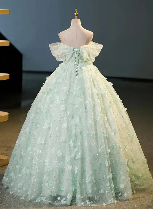 Light Green Lace Sweetheart Long Formal Dress Prom Dress Off Shoulder A Line Floor Length Beautiful