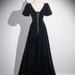 Black Short Sleeves A-line Simple Prom Dress Party Dress Bridesmaid Dress Elegant Evening Dress