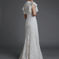 A-Line Long Wedding Dresses V Neck Lace Sleeveless Boho with Split Front
