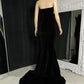 Mermaid / Trumpet Prom Velvet Dresses Dress Prom Court Train Sleeveless Strapless Belt V-neck