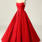 Red A Line Strapless Prom Party Dress with Split Front One Shoulder