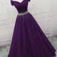 Dark Purple Tulle Long Prom Dresses Beautiful Junior Prom Dress A Line december wedding guest dress