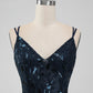 Sparkly Navy A Line Spaghetti Straps Sequins Short Homecoming Dress Sexy