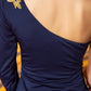 Sheath / Column Celebrity Style Party Wear Formal Evening Dress One Shoulder Long Sleeve Ankle Length Jersey with Beading