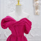 Fuchsia High Low Off Shoulder Party Dress Prom Dress Formal Dress Elegant Evening Dress december wedding guest dress