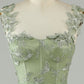 A Line Square Neck Corset Prom Dress with 3D Butterflies Floor Length Charming Evening Party Dress