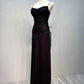 Black and Red Straps Simple Long Formal Dress Evening Dress Prom Dress december wedding guest dress