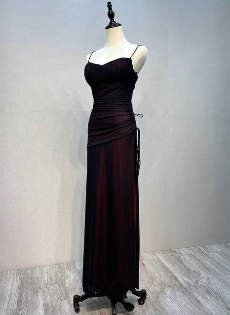 Black and Red Straps Simple Long Formal Dress Evening Dress Prom Dress december wedding guest dress