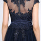 A-Line Little Black Prom Dress Wedding Guest Floor Length Sleeveless V Neck Tulle