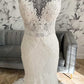 White Lace Open Back Mermaid Long Wedding Dress Beautiful