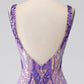 Purple Mermaid V Neck Long Sparkly Prom Dress With Sequins Sexy