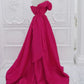 Fuchsia High Low Off Shoulder Party Dress Prom Dress Formal Dress Elegant Evening Dress december wedding guest dress