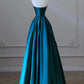 A-Line Satin Long Prom Dress Pure Color