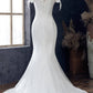 White Appliques Off-the-Shoulder Cap Sleeve Trumpet Wedding Dress Long