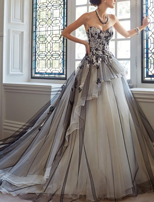 Ball Gown Strapless Floor-Length Lace Wedding Dress Off Shoulder