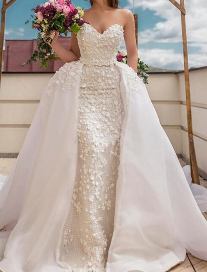 Ball Gown Strapless Floor-Length Lace Wedding Dress Off Shoulder
