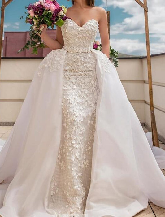 Ball Gown Strapless Floor-Length Lace Wedding Dress Off Shoulder