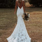 Trumpet/Mermaid Spaghetti Straps Floor-Length Lace Wedding Dress Sexy
