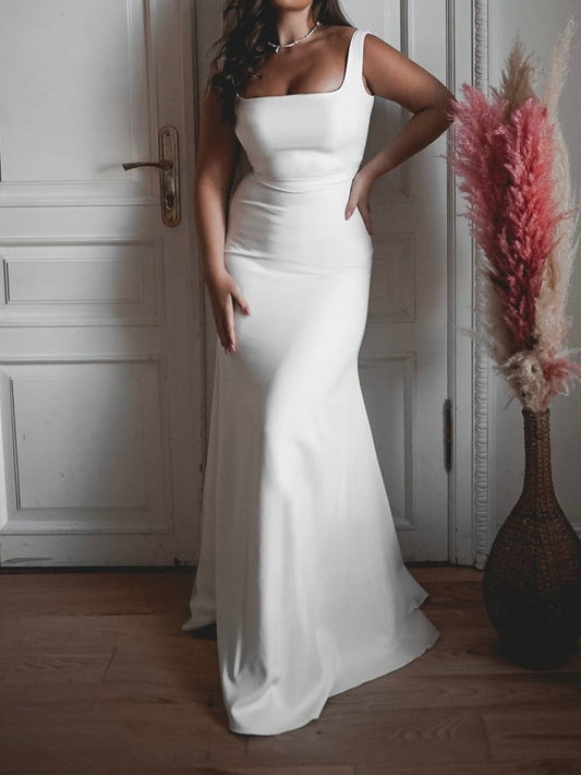 Trumpet/Mermaid Square Neck Floor-Length Wedding Dress Sexy