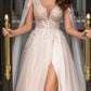 A-Line/Princess V-Neck Floor-Length Wedding Dress With Split Side Sexy