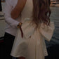 A-Line/Princess V-Neck Mini Wedding Dress With Bow Open Back Party Dress
