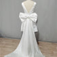 A-Line/Princess V-Neck Mini Wedding Dress With Bow Open Back Party Dress