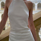 Trumpet/Mermaid Halter Floor-Length Wedding Dress Open Back