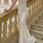 Trumpet/Mermaid Halter Floor-Length Wedding Dress Open Back