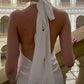 Trumpet/Mermaid Halter Floor-Length Wedding Dress Open Back
