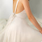 A-Line/Princess V Neck Floor-Length Wedding Dress With Bow & Split Side Sexy