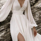 A-Line/Princess V-Neck Floor-Length Wedding Dress With Split Side Sexy