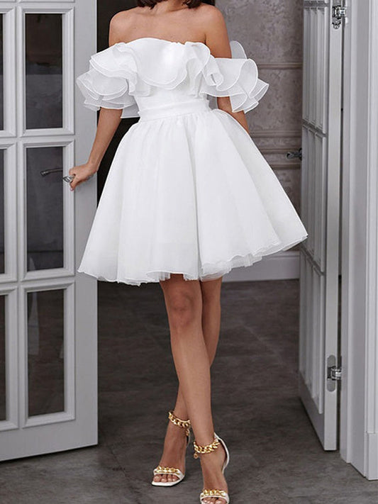 A-Line/Princess Off-The-Shoulder Short Wedding Dress Sexy