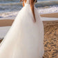 A-Line/Princess Deep V-Neck Floor-Length Tulle Wedding Dress Sexy