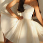 A-Line/Princess Strapless Short Satin Wedding Dress With Pockets Sexy