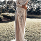 Sheath / Column Beach Wedding Dress 3/4 Length Sleeves With Appliques Sexy