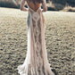 Sheath / Column Beach Wedding Dress 3/4 Length Sleeves With Appliques Sexy