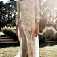 Sheath / Column Beach Wedding Dress 3/4 Length Sleeves With Appliques Sexy
