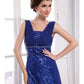 Sheath / Column Sparkle Wedding Guest Engagement Formal Evening Dress V Neck Sleeveless Floor Length Chiffon